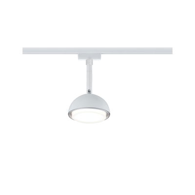 Moderner weißer LED-Strahler mit runder Leuchte und Schienensystem für flexible Raumbeleuchtung