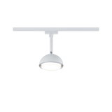 Modern white LED spotlight with round lamp and track system for flexible room lighting