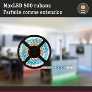 Ruban LED MaxLED 500 blanc chaud avec LEDs multicolores sur bobine noire pour éclairage flexible
