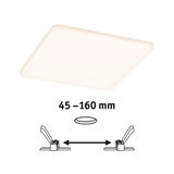 Square white LED ceiling light with adjustable distance from 45 to 160 mm for living spaces