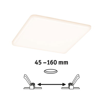 Square white LED ceiling light with adjustable distance from 45 to 160 mm for living spaces