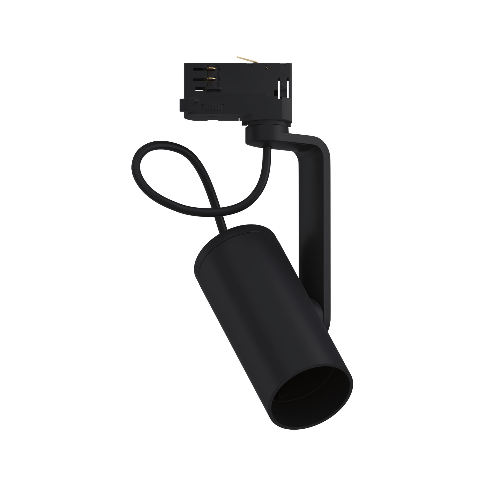 Schwarzer LED-Spot aus Metall mit flexiblem Kabel für Schienensystem-Beleuchtung im modernen Design
