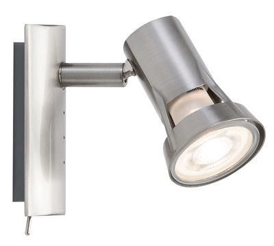 Modern LED wall spotlight in brushed stainless steel silver for focused lighting