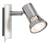 Moderner LED-Wandstrahler aus gebürstetem Edelstahl in Silber für gezielte Beleuchtung