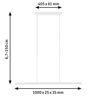 Hvid LED-pendellampe i metal med justerbar højde og slankt design til moderne belysning