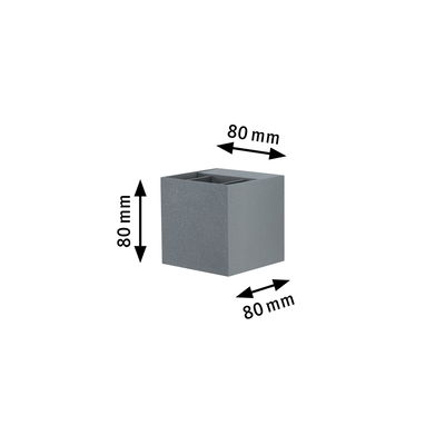Grijze vierkante aluminium kubus met 80 mm zijden voor LED-verlichting