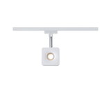 Moderner weißer LED-Strahler mit quadratischem Design und Metallstange für Schienensystembeleuchtung