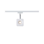 Moderner weißer LED-Spot aus Metall mit Schienensystem für flexible Beleuchtung