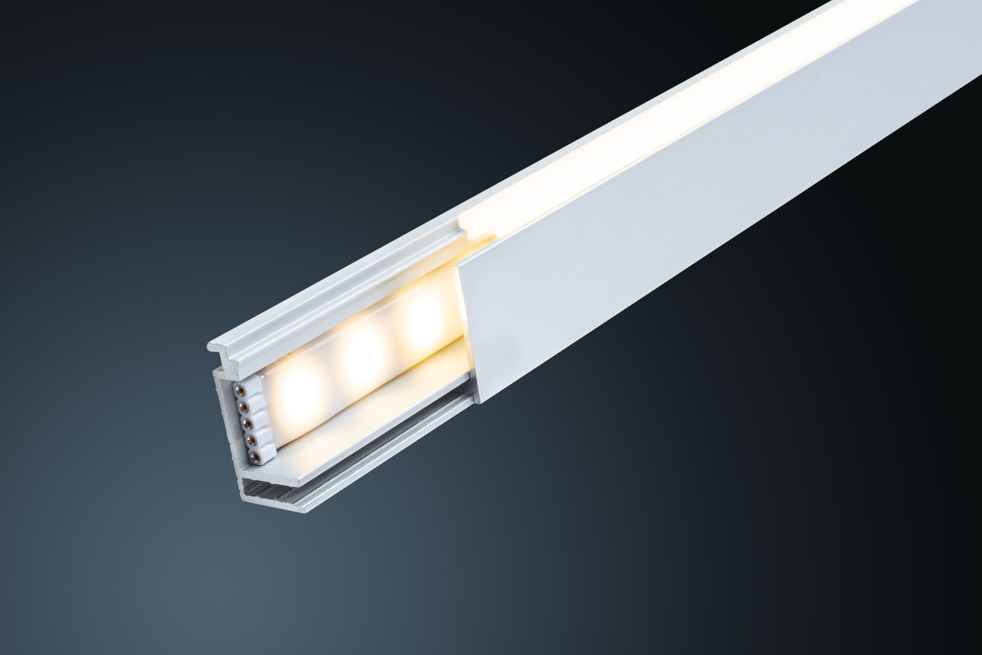 White aluminium LED profile with frosted diffuser for modern LED lighting solutions