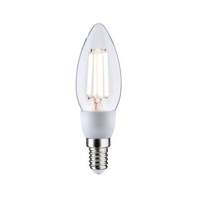 LED-kaarslamp met heldere glazen kap en E14-fitting, energiezuinige lamp wit en zilver