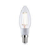 LED candle bulb with clear glass cover and E14 base, energy-saving light in white and silver