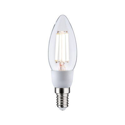 LED candle bulb with clear glass cover and E14 base, energy-saving light in white and silver