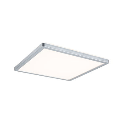 Quadratische LED-Deckenleuchte mit silbernem Aluminiumrahmen und weißem Diffusor für modernes Raumlicht