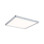 Quadratische Deckenleuchte mit silbernem Aluminiumrahmen und weißem Diffusor für modernes Raumlicht