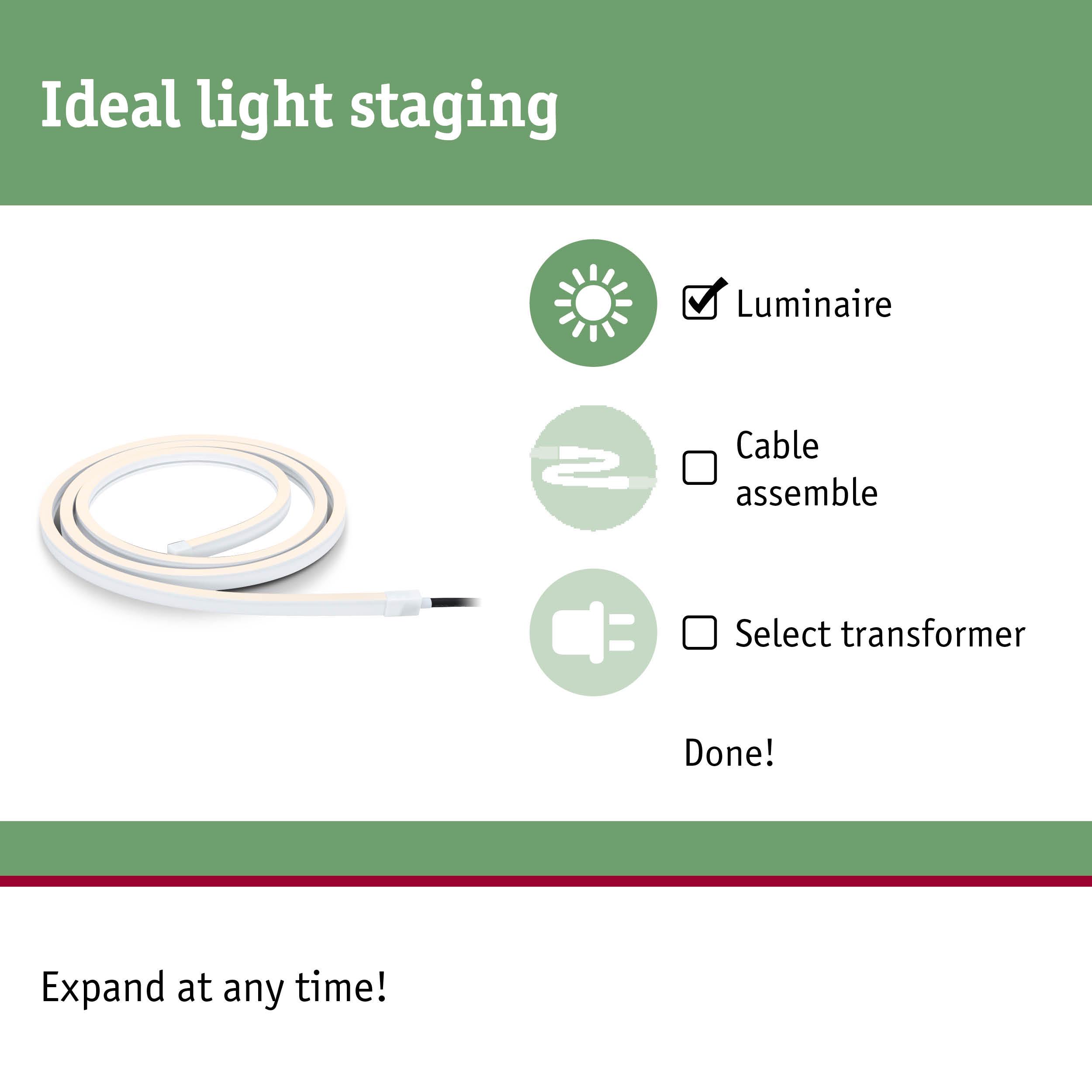 Flexible white LED light strip with cable for versatile lighting setups and home use