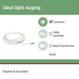 Flexible white LED light strip with cable for versatile lighting setups and home use