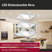 Weiße LED Einbauleuchte Nova aus Metall mit 90 mm Einbautiefe für 230 V Direktanschluss