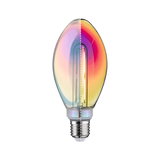 Kleurrijke LED-lamp met E27-fitting en iriserend glas voor decoratieve verlichting en energiezuinige lichtbron