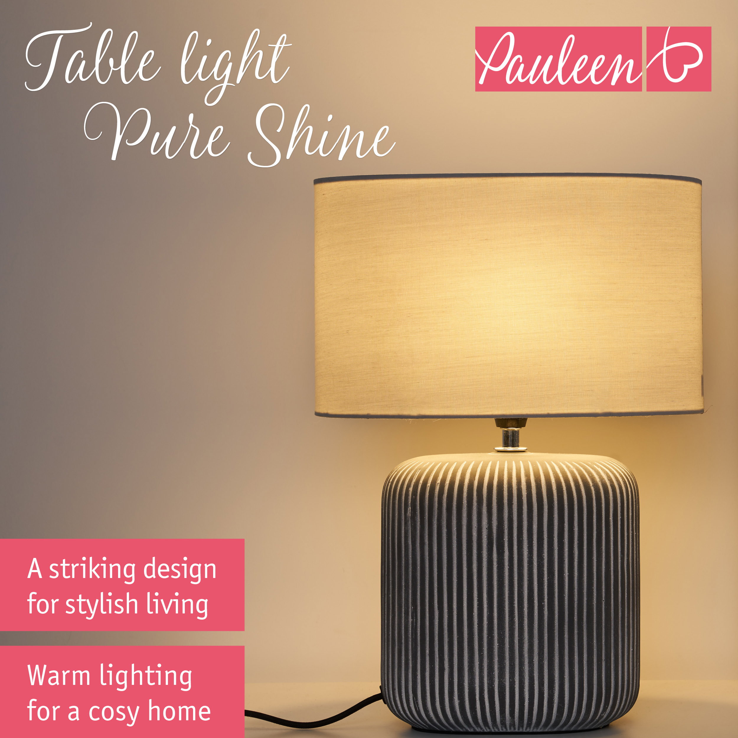 Paulmann Pauleen Table lamp Pure Shine E14 max. 20W Light grey/Grey/White