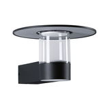 Modern black outdoor wall light in metal with clear glass and round shade for garden lighting