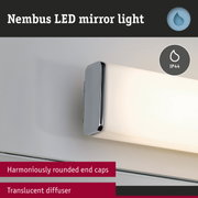 Nimbus LED mirror light with rounded end caps and translucent diffuser in white for bathroom lighting