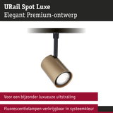 URail Spot Luxe plafondspot in mat goud met zwarte houder voor elegante verlichting