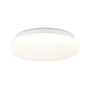 Round white plastic ceiling light with warm white LED for living spaces and modern lighting