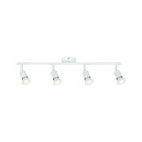 Vierflammige weiße LED-Deckenleuchte aus Metall für moderne Raumbeleuchtung.