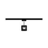 Spot LED carré noir en métal sur rail noir pour éclairage intérieur moderne