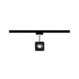 Spot LED carré noir en métal sur rail noir pour éclairage intérieur moderne