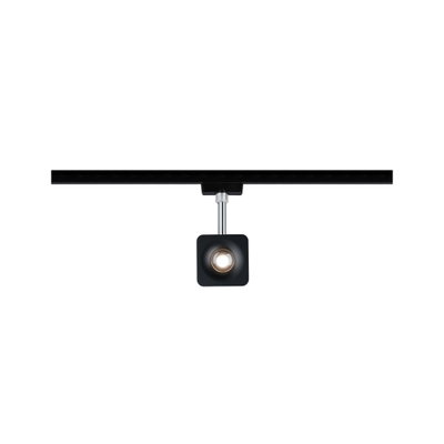 Spot LED carré noir en métal sur rail noir pour éclairage intérieur moderne