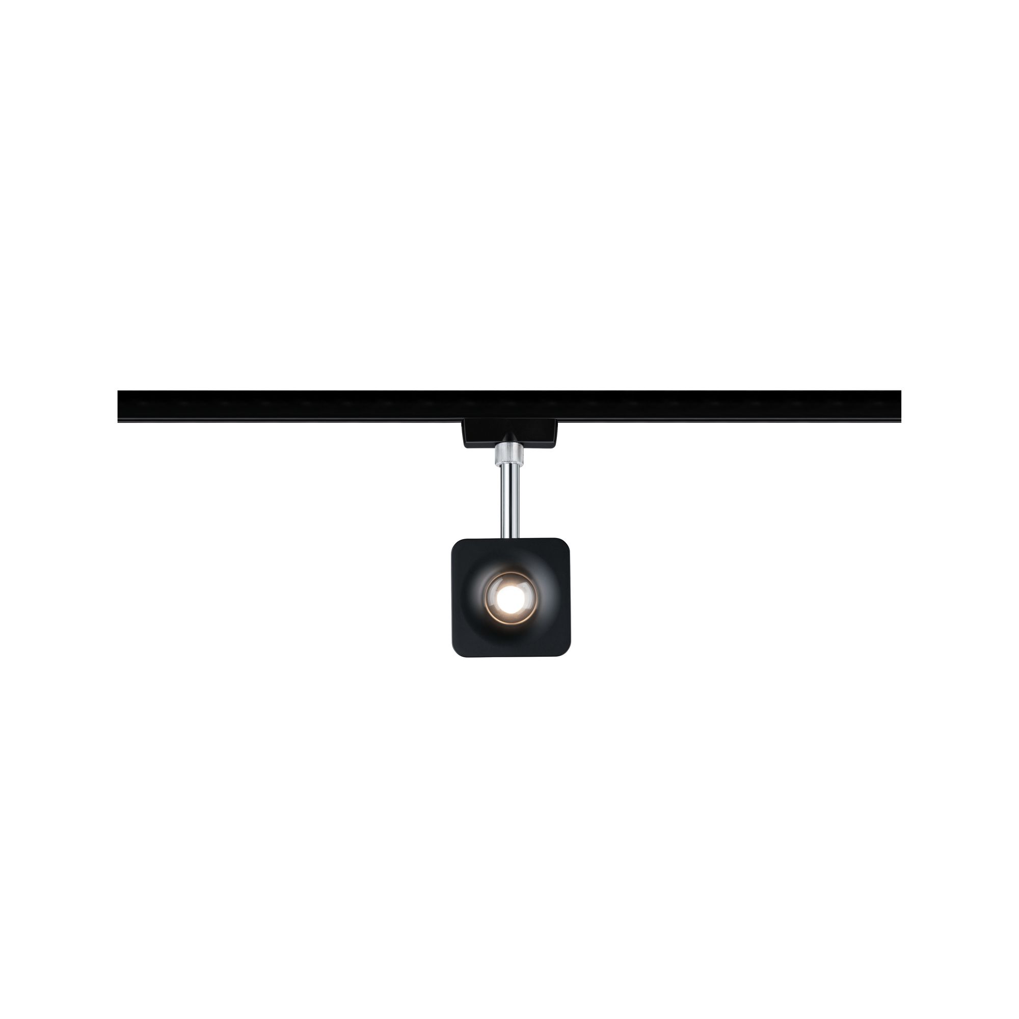 Zwarte LED-rails met verstelbare spot en metalen staaf voor moderne binnenverlichting