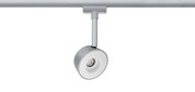 Spot LED moderne en métal argenté sur rail pour un éclairage d’intérieur flexible