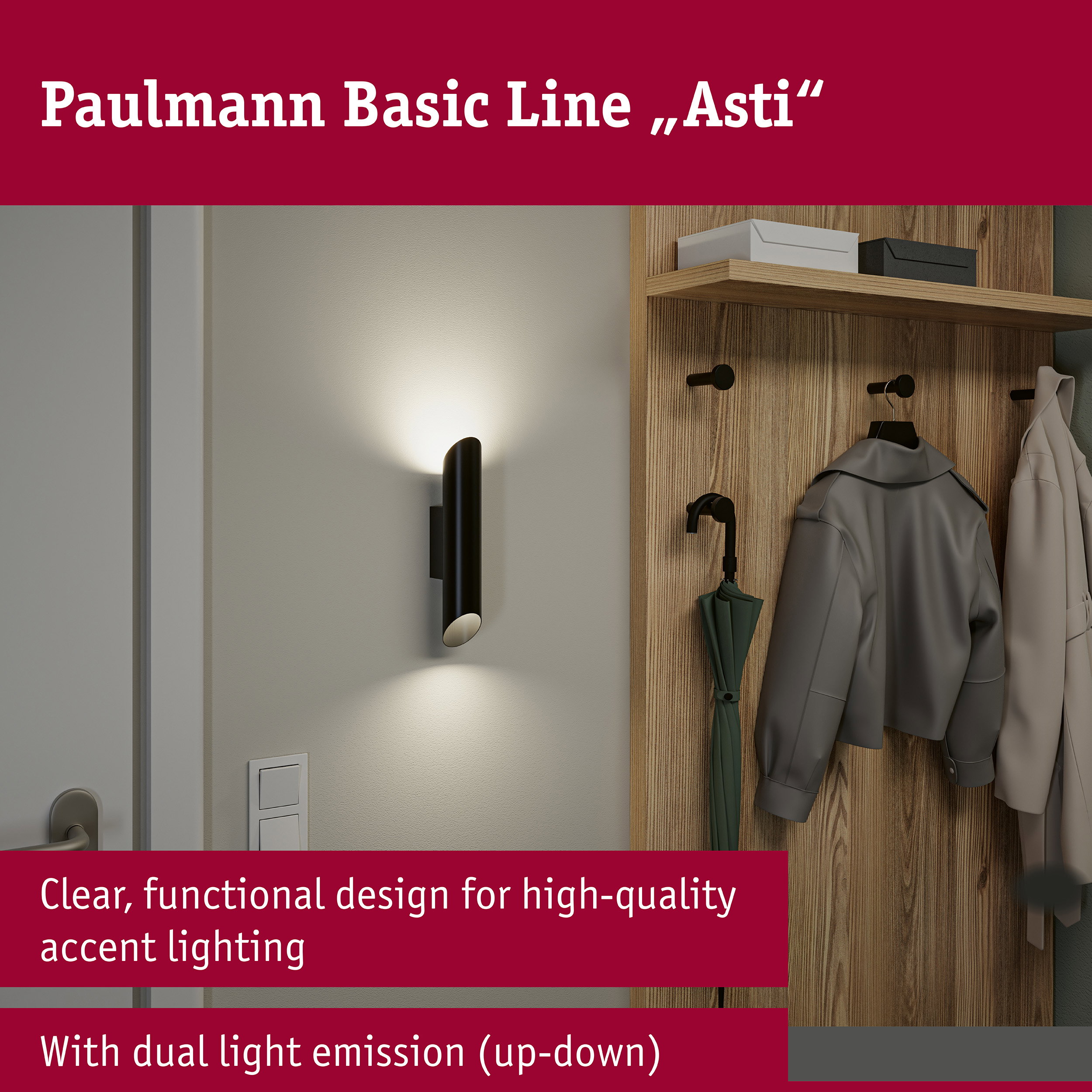 Wall light Asti GU10 230V max. 2x10W Black matt/Gold
