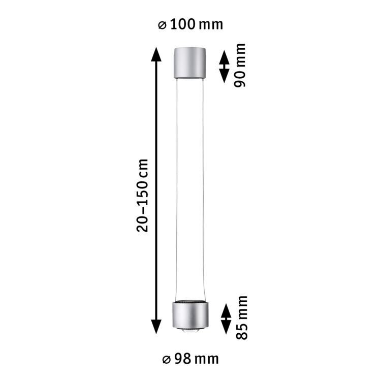 URail LED Pendant Aldan 930lm / 530lm 8,5 / 1x4,5W 4000K dimmable 230V Chrome matt/Black