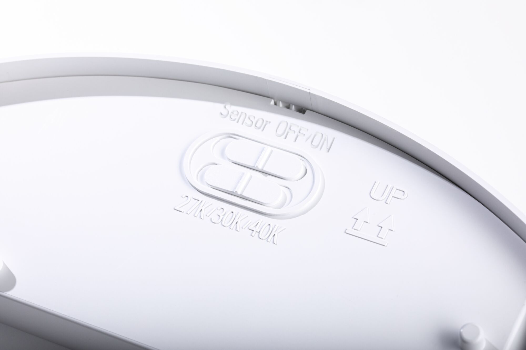 Weißer Kunststoff-Schalter mit Sensor ON/OFF und Farbtemperaturwahl 2700K, 3000K, 4000K