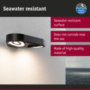 Black outdoor wall light with seawater resistant surface and durable material for coastal use