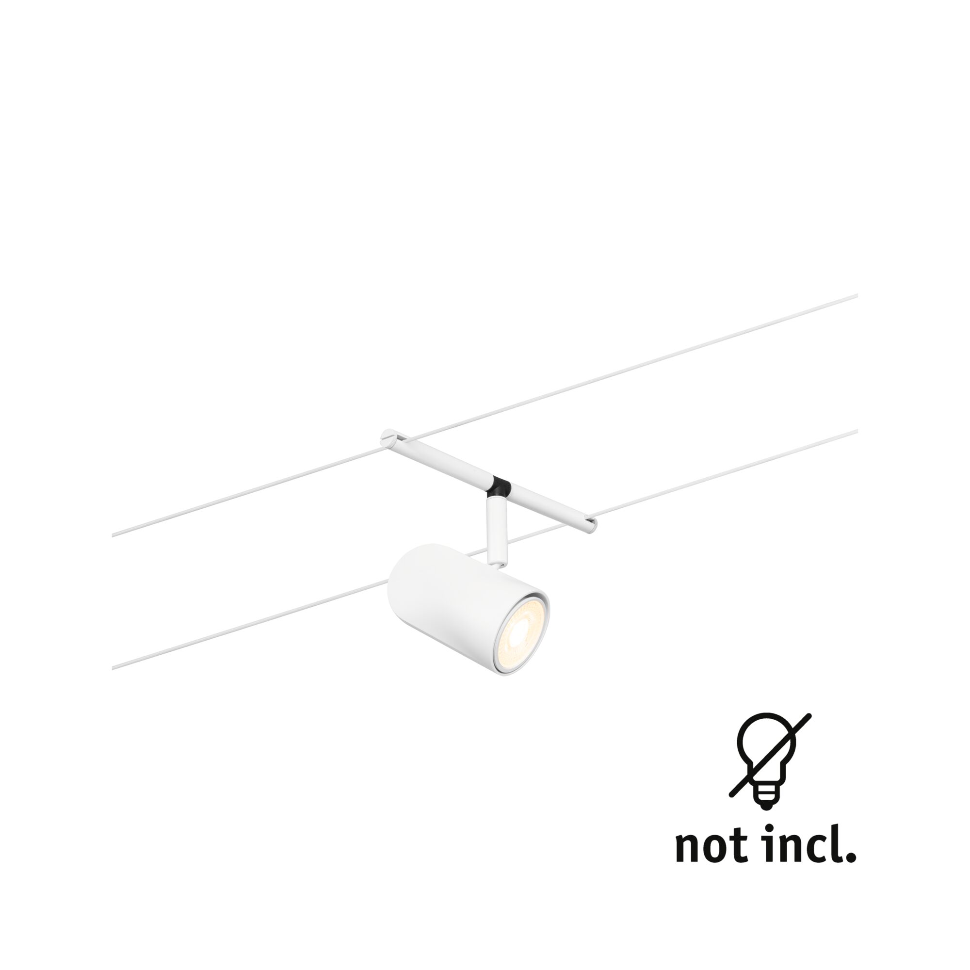Modern white metal cable spotlight for flexible lighting without bulb included