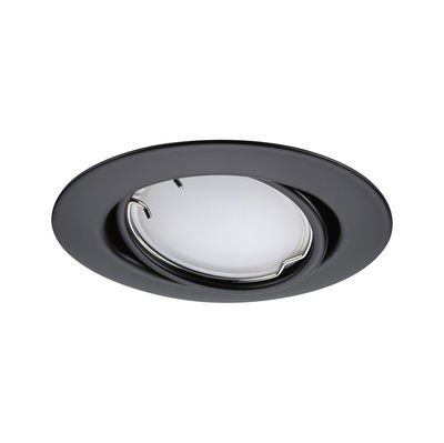 Spot encastré noir en métal avec diffuseur blanc, idéal pour éclairage LED moderne au plafond
