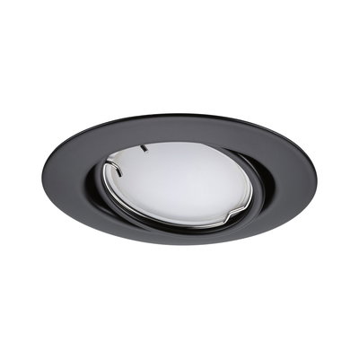 Black metal recessed spotlight with white diffuser, perfect for modern LED ceiling lighting