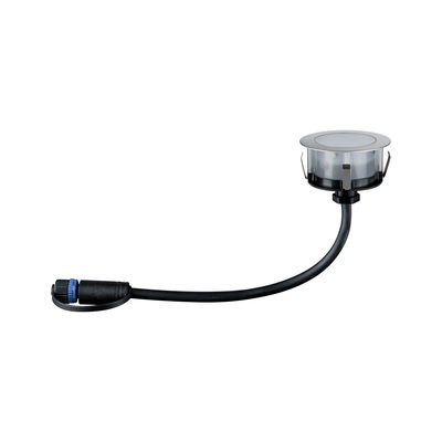 Round stainless steel recessed spotlight with black cable for modern LED lighting solutions
