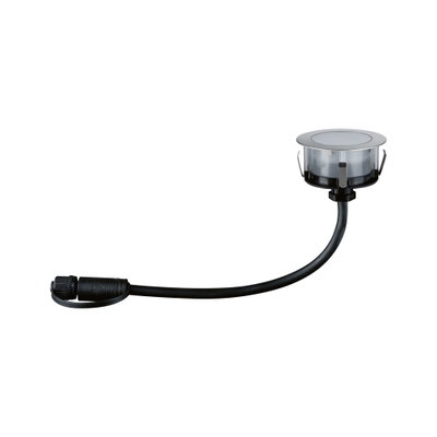 Ronde inbouwspot van roestvrij staal met zwarte kabel en connector voor LED-verlichting
