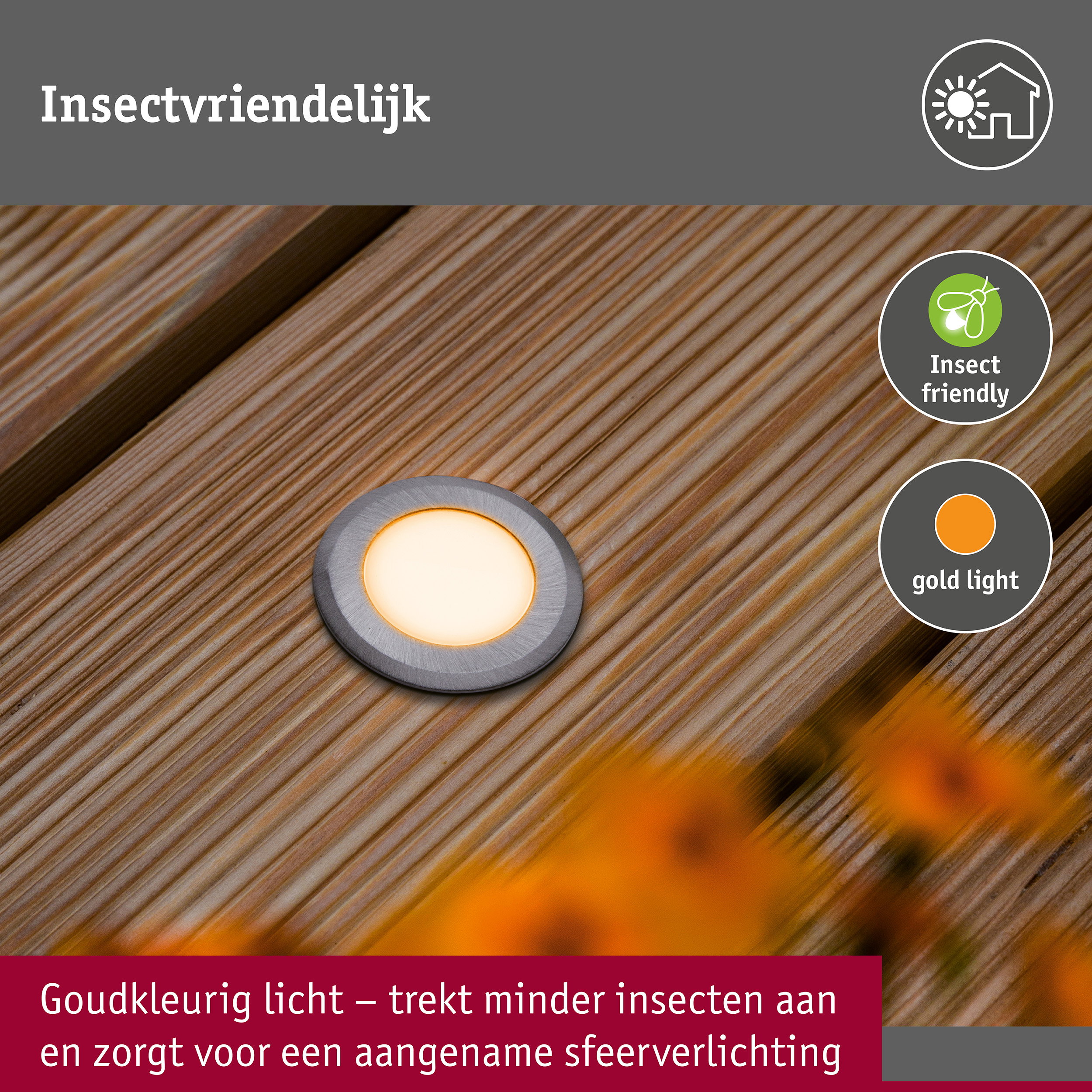 LED-grondinbouwlamp Floor insectvriendelijk IP67 rond 50mm 2200K 2,2W 60lm 230V Alu Kunststof/Metaal
