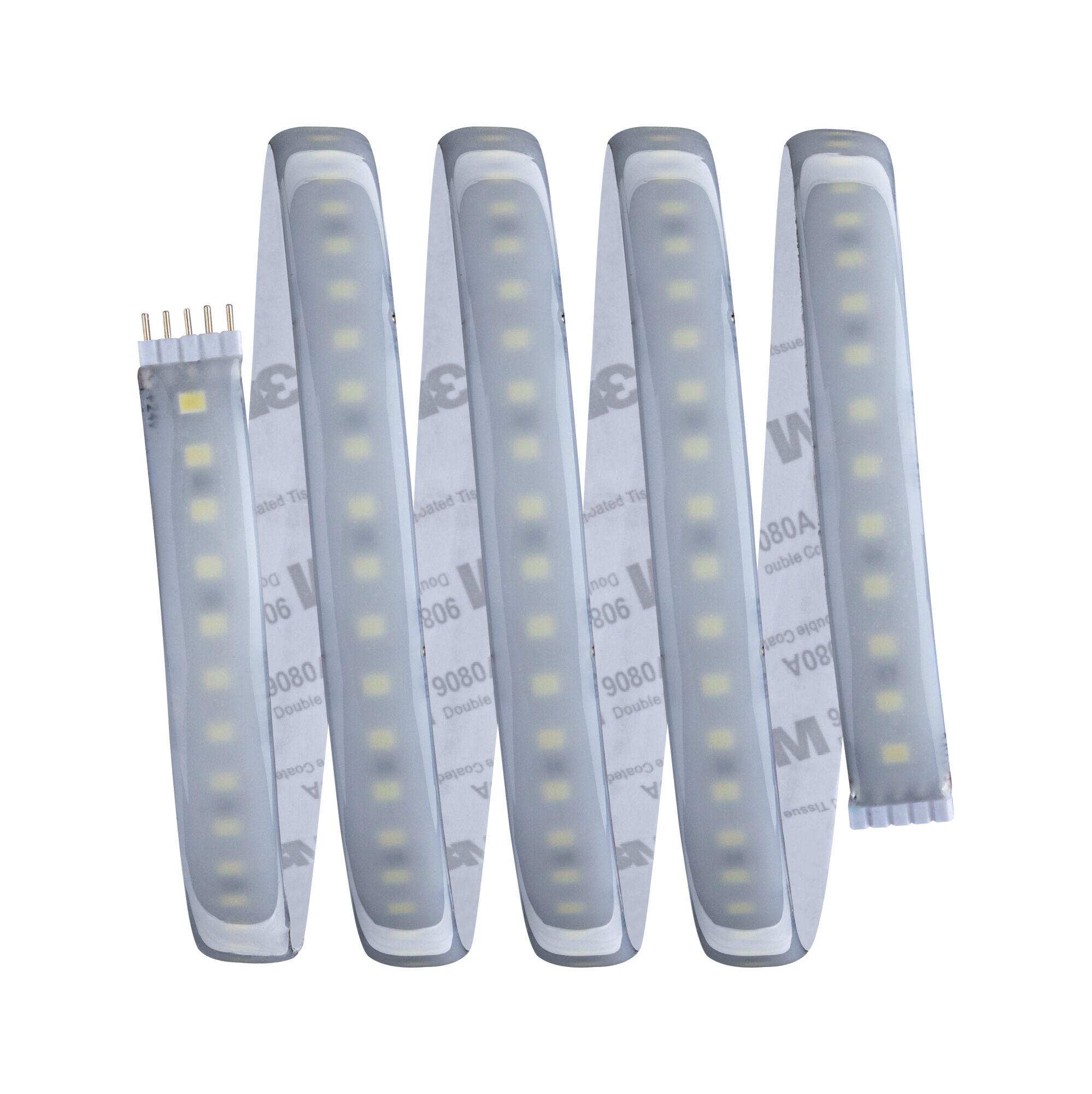 Flexible LED light strip with white LEDs and adhesive backing for versatile lighting solutions