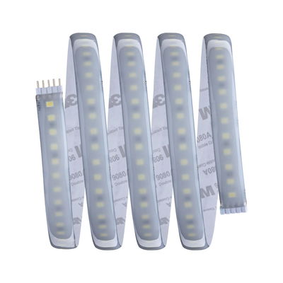 Flexible LED light strip with white LEDs and adhesive backing for versatile lighting solutions