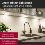 Flat under-cabinet light Bredo with warm white 230 lm for stylish kitchen illumination