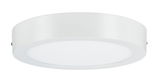 Round white metal LED ceiling light with diffused cover for modern room lighting