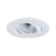 Round white recessed spotlight made of plastic with adjustable reflector for LED lighting