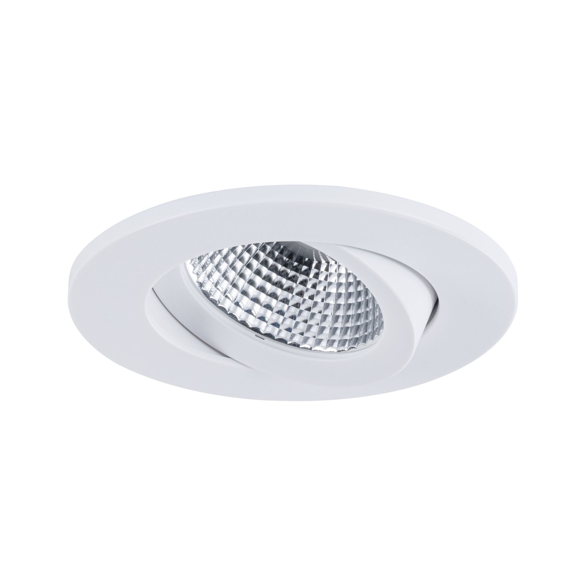 Round white recessed spotlight made of plastic with adjustable reflector for LED lighting