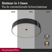 Ronde plafondlamp met zwarte rand en dimbare warmwitte LED in 3 stappen dimmen